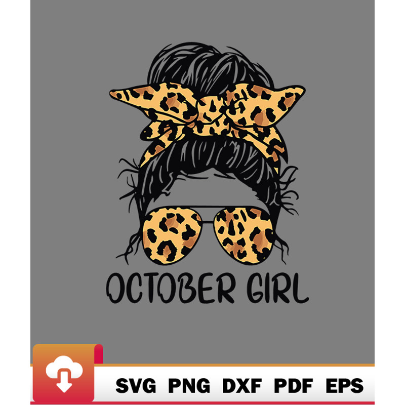 Thanksgiving SVG, Leopard October Girl Messy Bun Halloween Thanksgiving SVG - WildSvg.jpg
