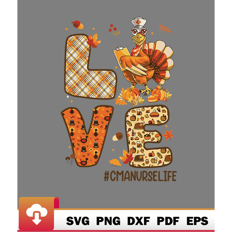 Thanksgiving SVG, Love Turkey Stethoscope Cma Nurse Life Thanksgiving Fall SVG - WildSvg.jpg
