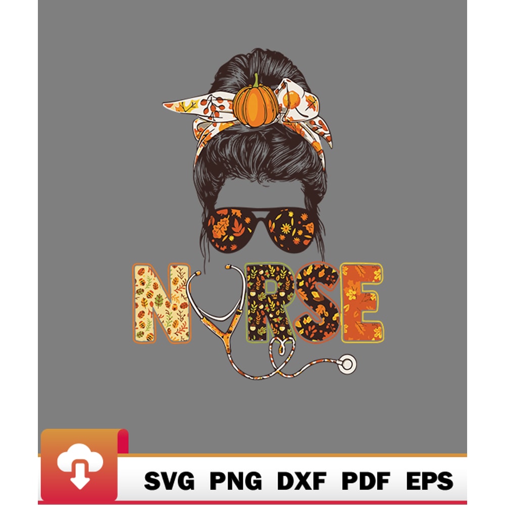Thanksgiving SVG, Nurse Autumn Fall Thanksgiving Stethocope Scrub Rn Icu Cna SVG - WildSvg.jpg
