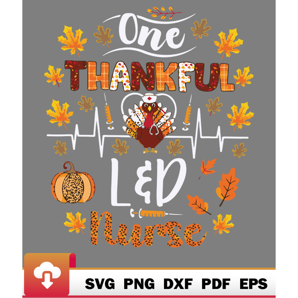 Thanksgiving SVG, One Thankful Ld Nurse Thanksgiving Fall Turkey Heartbeat SVG - WildSvg.jpg
