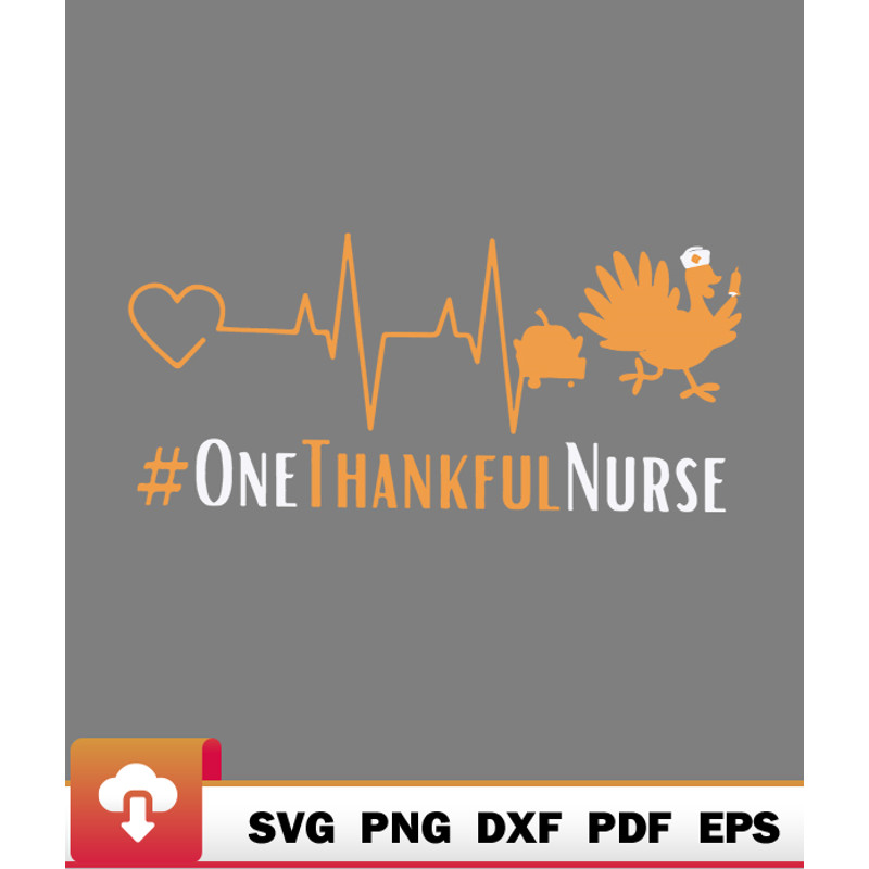 Thanksgiving SVG, One Thankful Nurse Thanksgiving Heartbeat Scrub Rn Icu Crew SVG - WildSvg.jpg