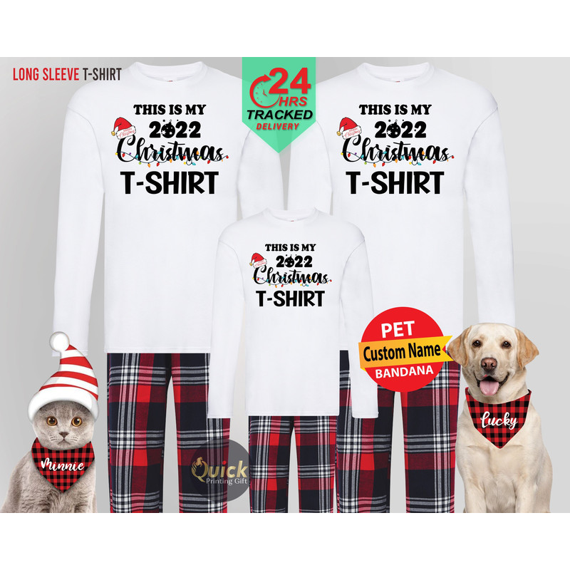 Christmas 2022 Long Sleeve T shirt, Christmas Family Pyjamas, Matching Christmas Couple Pajamas for Women Men, Christmas Gifts for Cousins.jpg