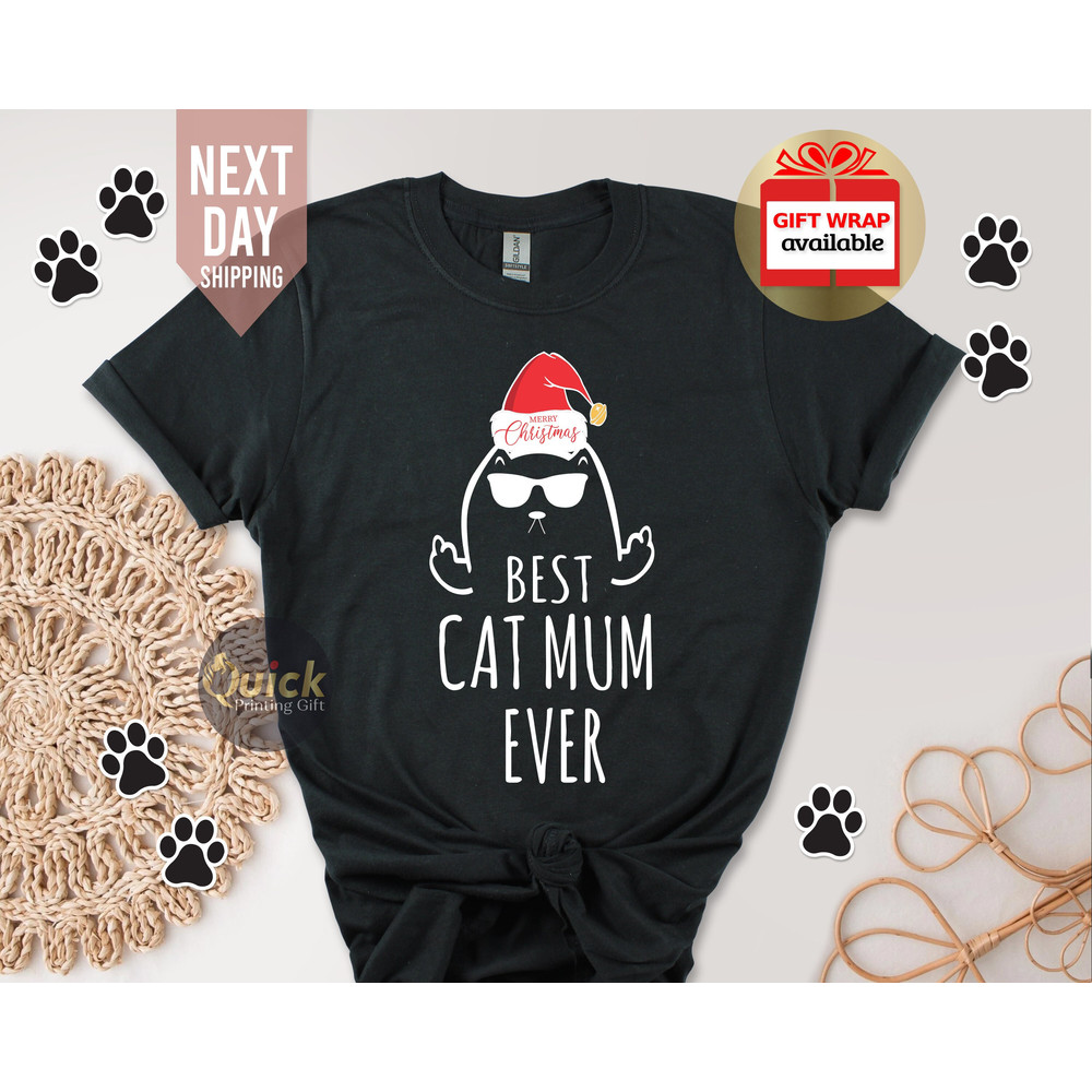 Christmas Cat Shirt, Funny Christmas Tshirt Women Men, Cat Lover Tshirt for Women Men, Cat lover Gift, Funny Christmas Gift for Mum.jpg