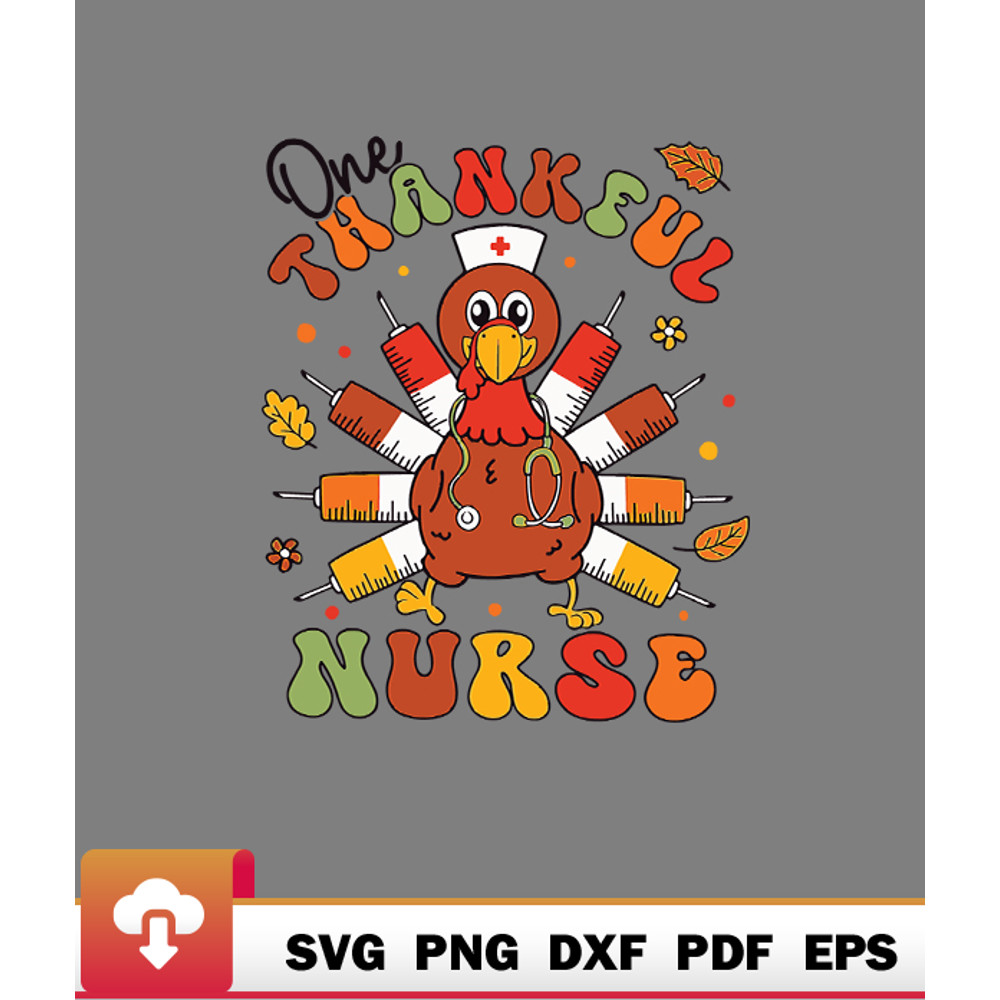 Thanksgiving SVG, One Thankful Nurse Thanksgiving Turkey Stethoscope Autumn Great Wonderful SVG - WildSvg.jpg
