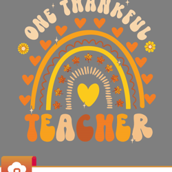one thankful teacher groovy rainbow thanksgiving floral svg wildsvg