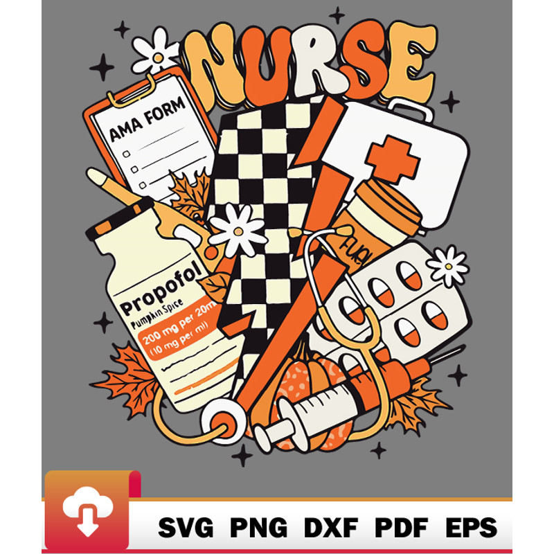 Thanksgiving SVG, Retro Pumpkin Nurse Life Thanksgiving Fall Autumn Nurse SVG - WildSvg.jpg
