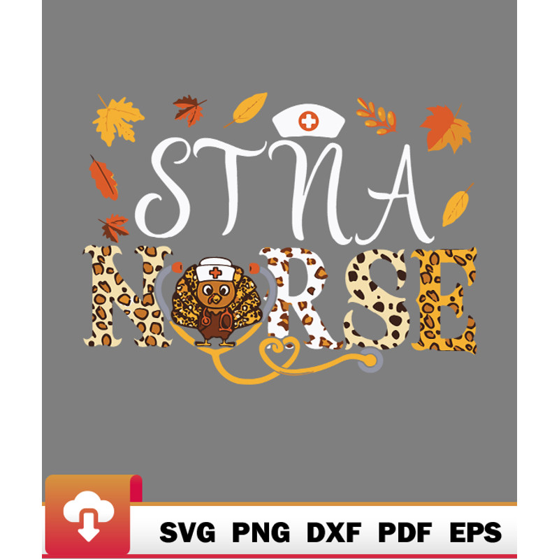 Thanksgiving SVG, Stna Nurse Turkey Thanksgiving Scrub Top Fall Leopard SVG - WildSvg.jpg