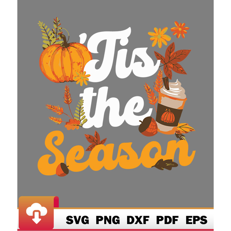 Thanksgiving SVG, Tis The Season Pumpkins Spice Fall Autumn Leaves SVG - WildSvg.jpg