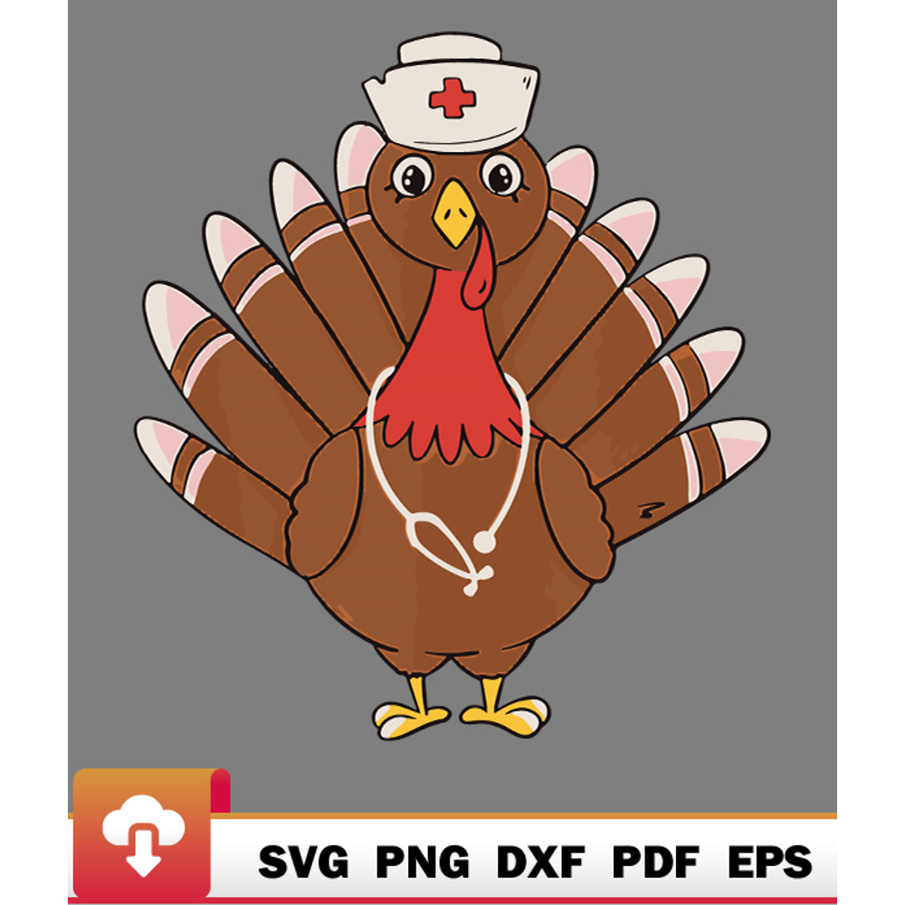 Thanksgiving SVG, Turkey Nurse Stethoscope Thanksgiving Fall Scrub Top Happy Love SVG - WildSvg.jpg