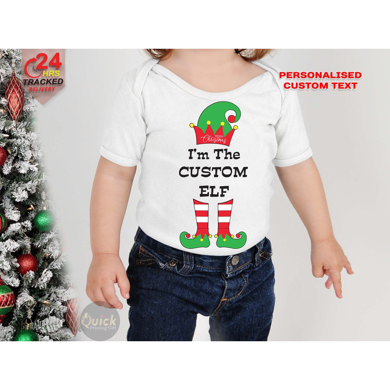 Custom Elf Baby T-shirt, Christmas Baby Outfit, Funny Elf Christmas Shirt, Christmas Family Party Outfit, Christmas Gift for Kids.jpg