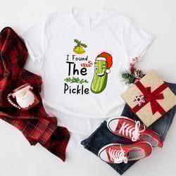 i found the pickle christmas shirt, christmas pickle t-shirt, funny christmas party tee, pickle wearing santas hat, adul