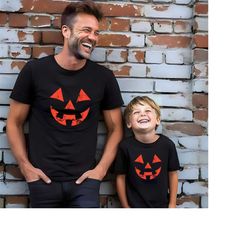 men's halloween shirt pumpkin face t-shirt jack-o-lantern shirts family pumpkin shirts matching halloween shirts orange