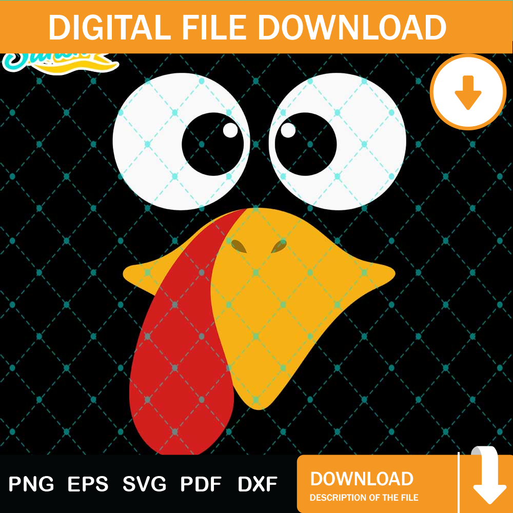 Cute Thanksgiving Turkey Face Svg, Thanksgiving Svg Png Dxf Eps Design Graphic.jpg