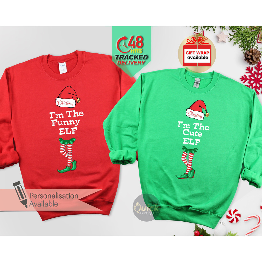 Funny Elf Christmas Jumper, Matching Family Christmas Sweaters, Cute Christmas Sweatshirt, Christmas Eve Family Gifts.jpg