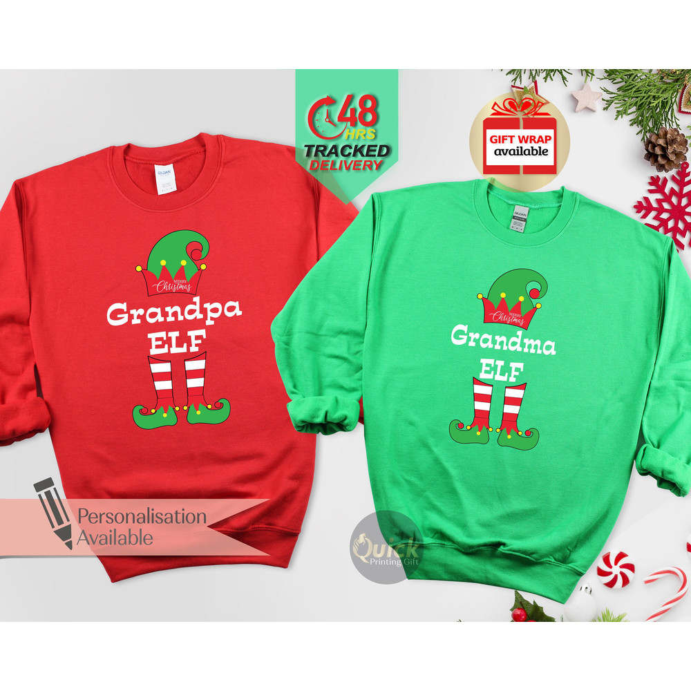 Funny Grandpa Elf Christmas Sweatshirt, Matching Family Christmas Sweatshirt, Funny Christmas Jumper, Christmas gift for Grandma.jpg