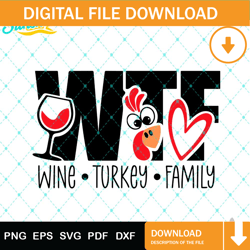 vintage thanksgiving wtf wine turkey family svg, thanksgiving svg