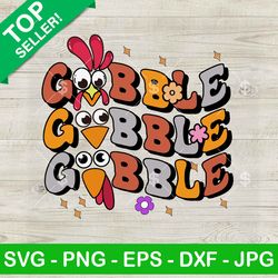 retro gobble thanksgiving svg, gobble gobble gobble svg, funny thanksgiving svg