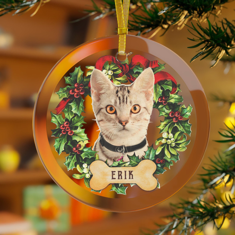 Cat Memorial Glass Ornament, Cat Memorial Christmas Ornaments, Cat Photo Gift, Pet Lover Gift, Cat Memorial Gift, Pet Loss Keepsake Gifts.jpg