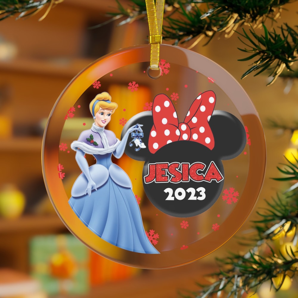 Cinderella Christmas Glass Ornament, Princess Christmas Glass Ornament, Disney Christmas Glass Ornament, Girls Christmas Ornament.jpg