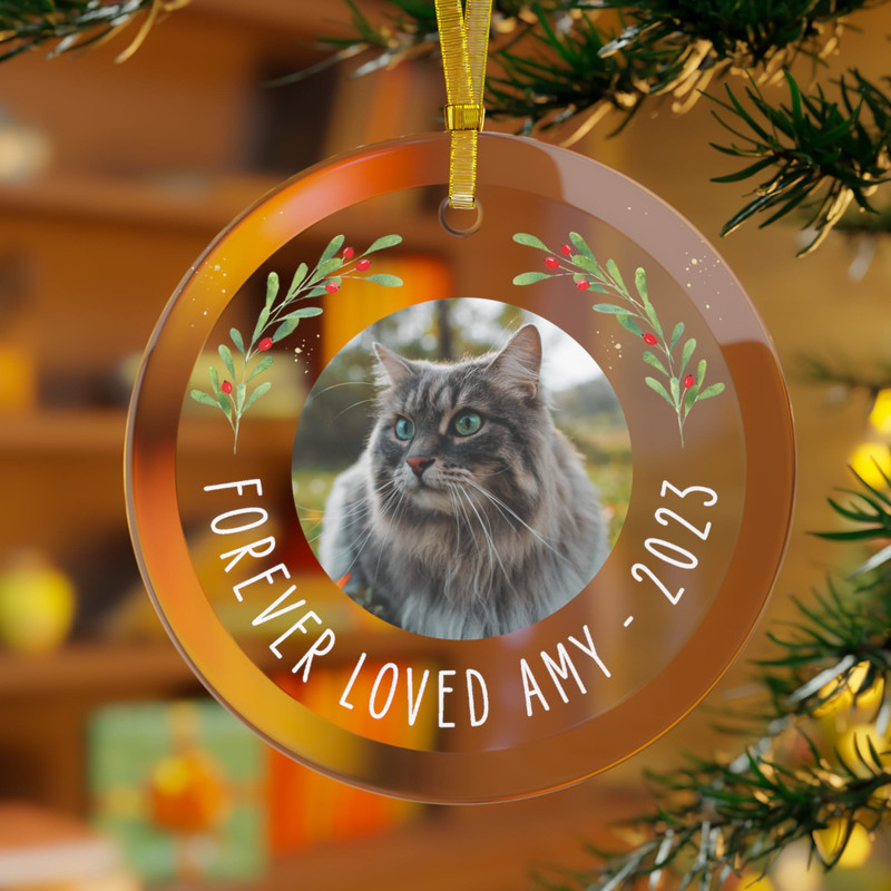 Custom Cat Memorial Glass Ornament, Cat Glass Ornament, Cat Photo Gift, Pet Lover Gift, Cat Memorial Gift, Pet Loss Keepsake Gifts.jpg