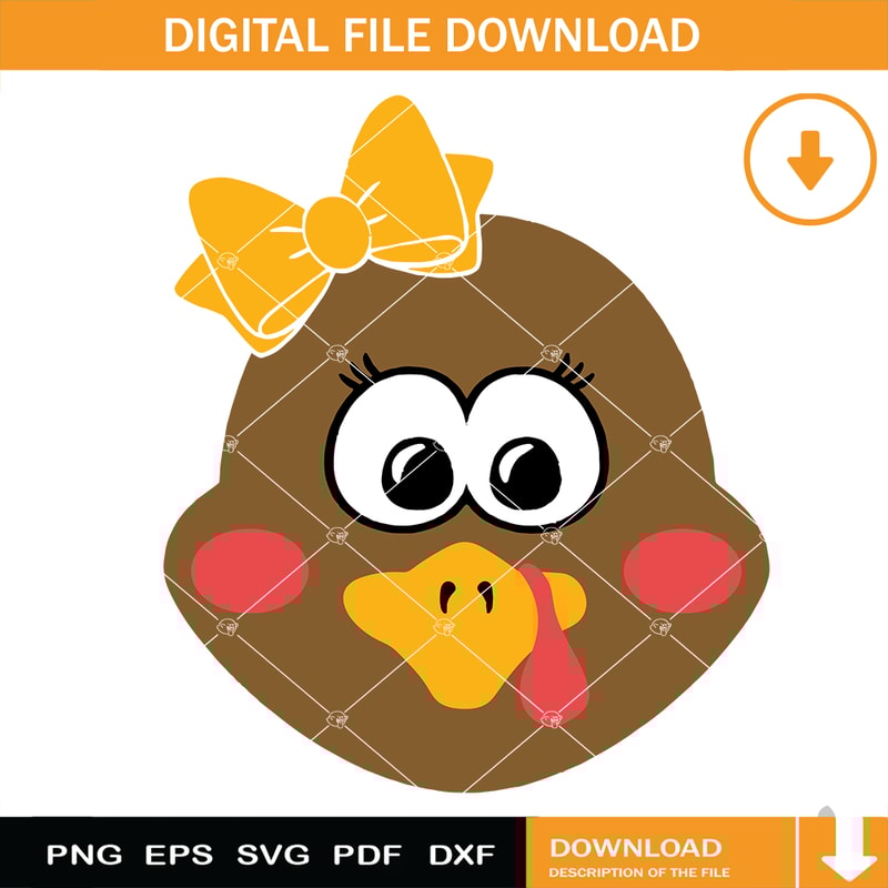 Cute Girl Turkey Svg, Girl Thanksgiving Svg, Cute Turkey Svg.jpg