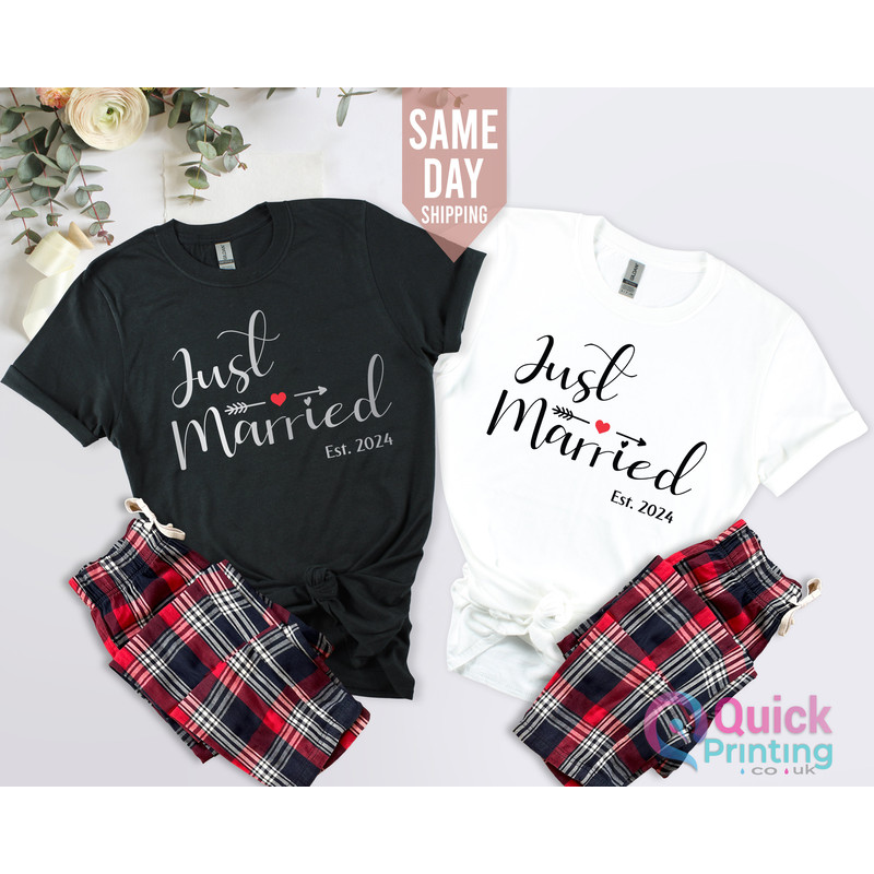 Just Married Couple Pyjamas Valentine day gift for him and her Valentines Gifts Boyfriend girlfriend Couple matching Christmas Newly wed pjs.jpg