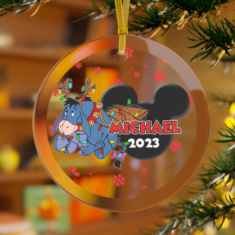 Disney Eeyore Glass Ornament, Xmas Pooh and Friends Glass Ornament, Disney Christmas Ornament, Eeyore Winnie The Pooh Ornament.jpg