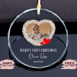 First Baby Christmas Glass Ornament, First Baby Announcement Glass Ornament,Baby Christmas Ornament