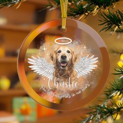 Personalized  Dog Memorial Glass Ornament, Dog Photo Gift, Pet Lover Gift