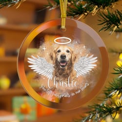 personalized dog memorial glass ornament, dog photo gift, pet lover gift