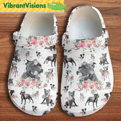 funny pitbull floral dog crocs