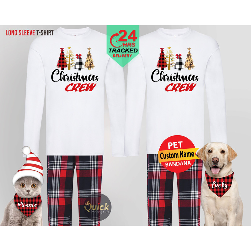 Matching Christmas Family Pyjamas, Christmas Crew Long Sleeve Tshirt, Christmas Pajamas for Women Men, Christmas Gifts for Cousins.jpg