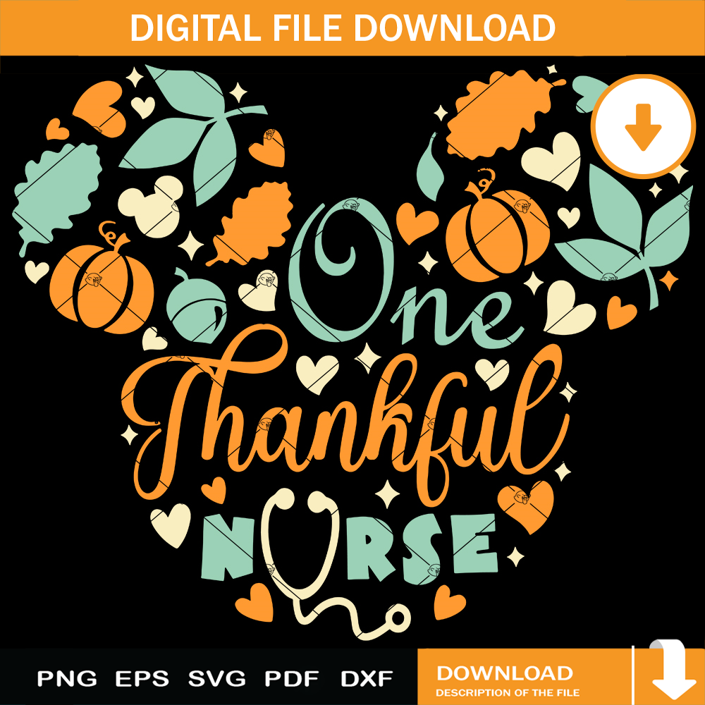 One Thankful Nurse Mouse Head Svg, Thanksgiving 2023 Svg.jpg