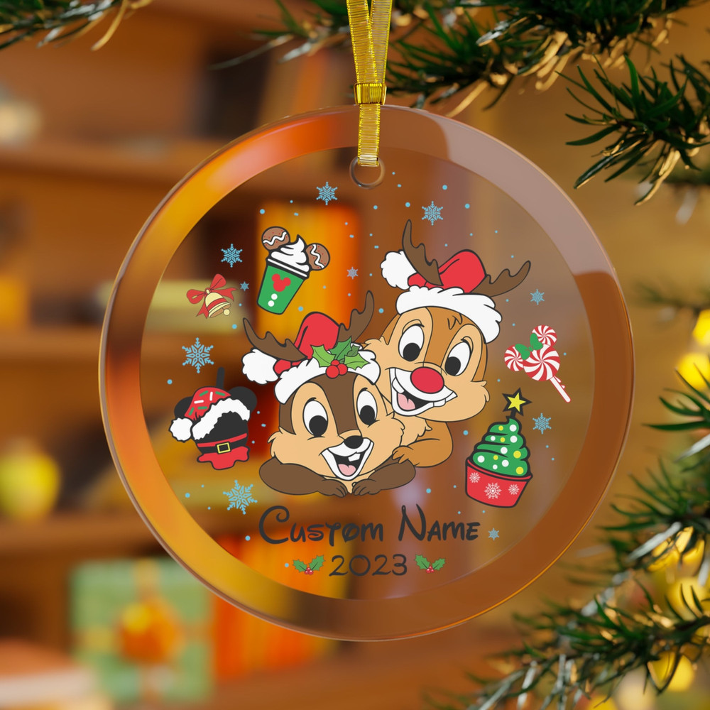 Personalized Chip and Dale Glass Ornament, Disney Christmas Glass Ornament, Chip and Dale Ornament, Chip Dale Ornament, Christmas Gift.jpg