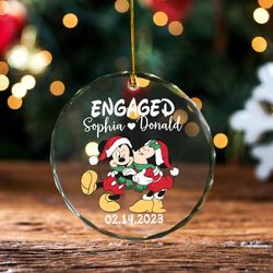 Personalized Couple Photo Glass Ornament, Mickey Couple Custom Ornament, Disney Couple Christmas