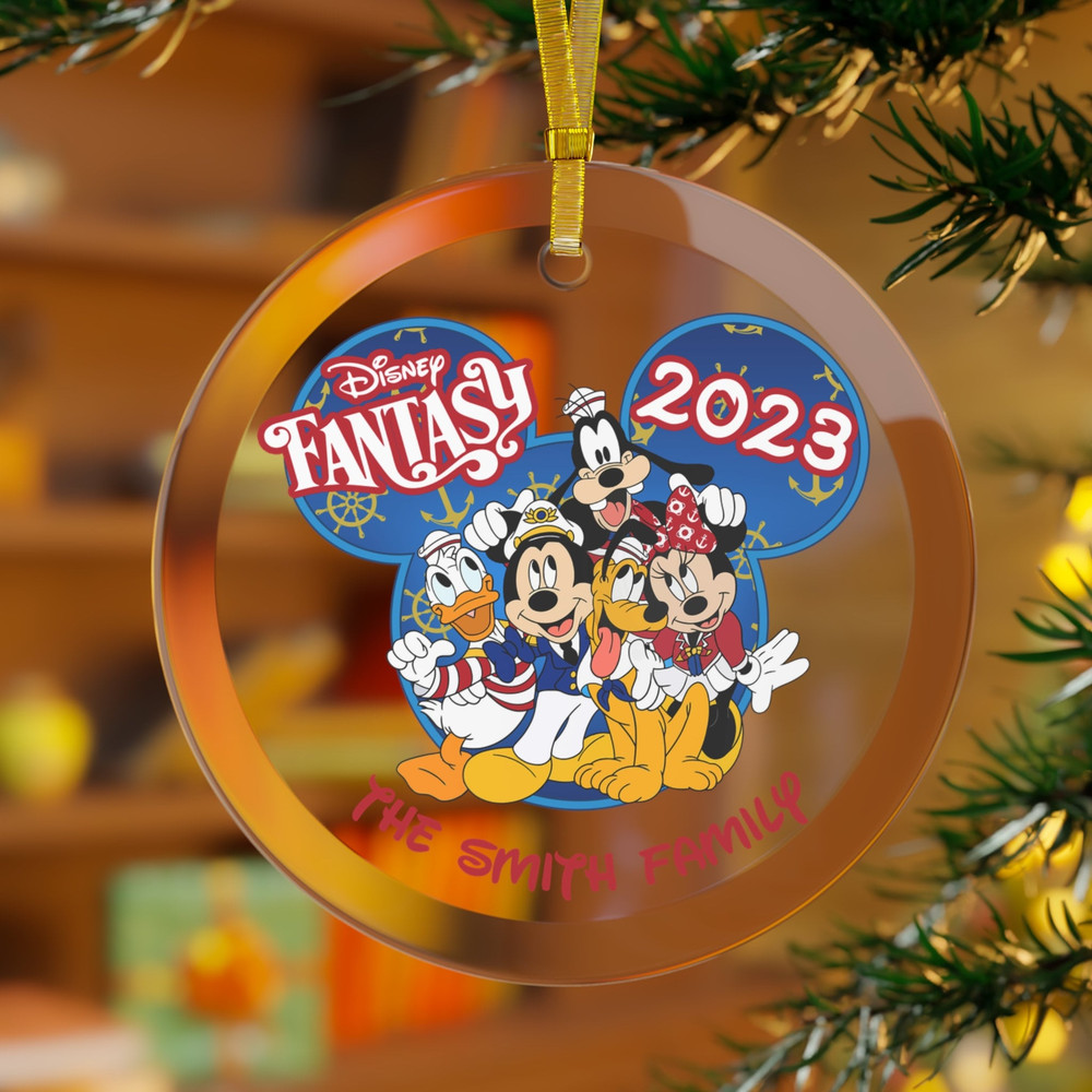 Personalized Disney Cruise Ornament, Disney Fantasy Cruise Ornament, Family Cruise Trip 2023, Disney Cruise 25years, Glass Ornament.jpg