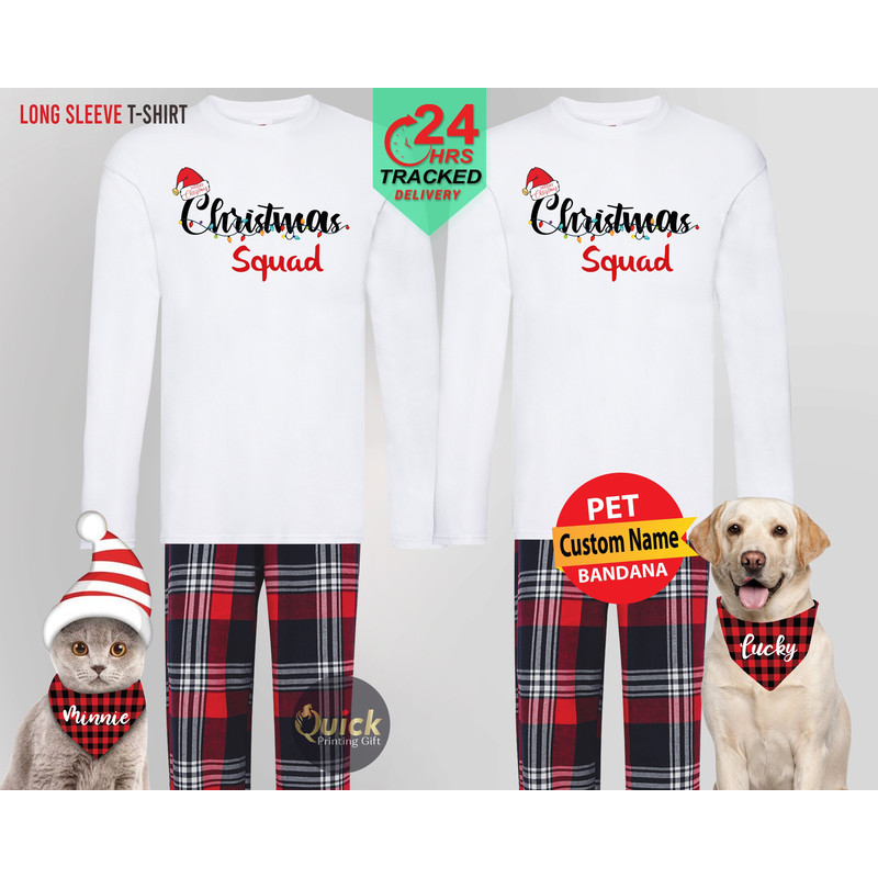 Matching Christmas Family Pyjamas, Christmas Squad Long Sleeve Tshirt, Christmas Pajamas for Women Men, Christmas Gifts for Cousins.jpg