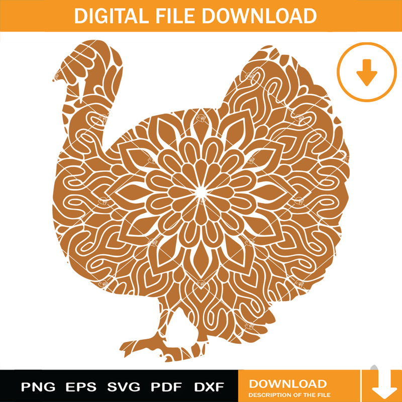 Turkey Mandala Big Svg, Turkey Mandala Svg, Thanksgiving Svg.jpg