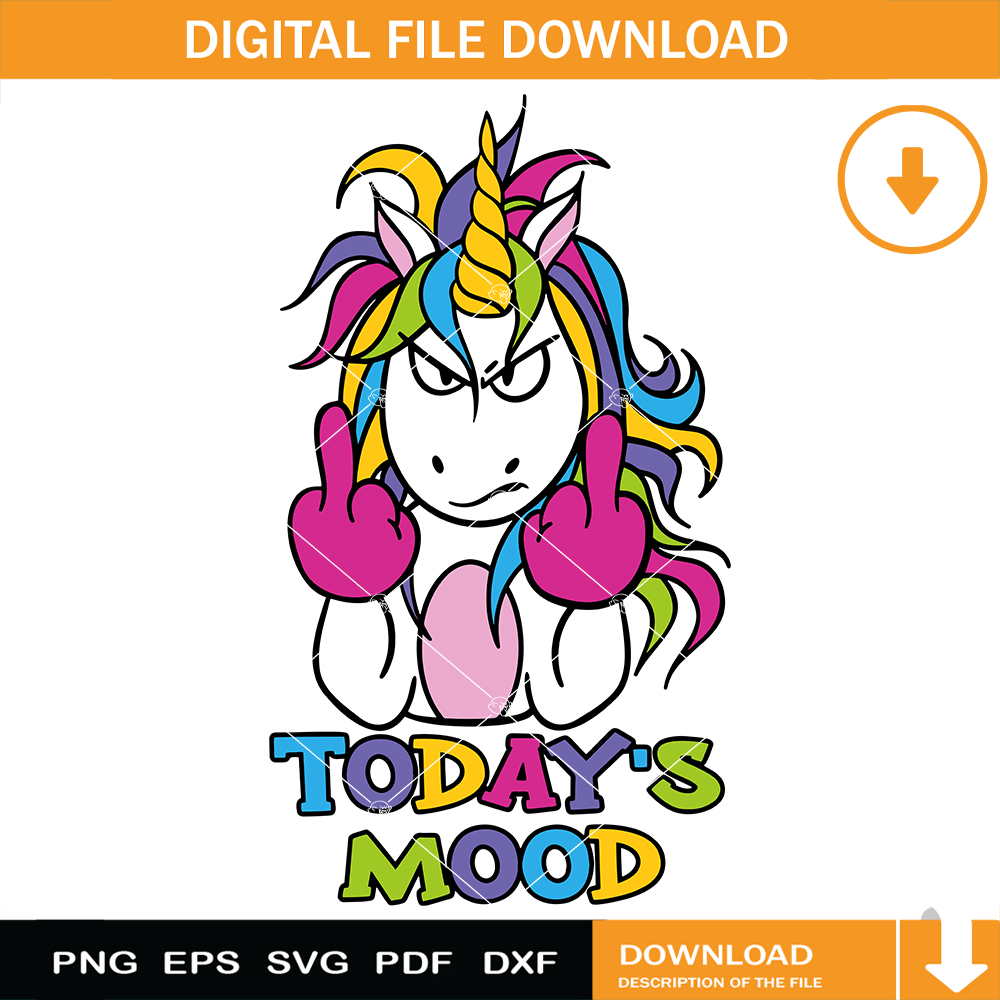 Unicorn Middle Finger Svg, Today's Mood Svg, Unicorn Mood.jpg