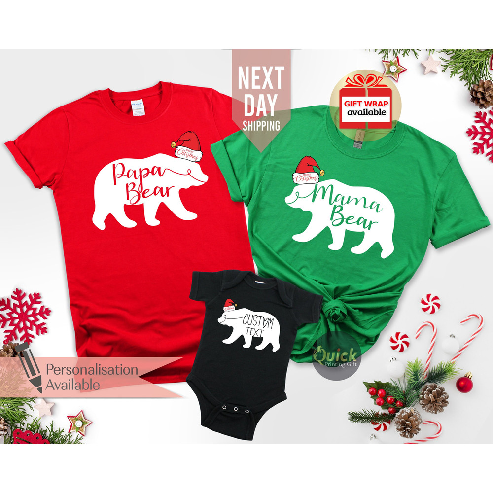 Matching Family Christmas Shirts, Family Bear TShirts, Mama Bear Shirt, Papa Bear Shirt, Sibling Outfits, Personalised Christmas Family Gift.jpg