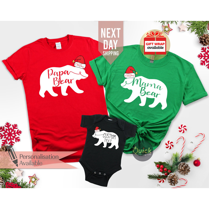 Matching Family Christmas Shirts, Family Bear TShirts, Mama Bear Shirt, Papa Bear Shirt, Sibling Outfits, Personalised Christmas Family Gift.jpg