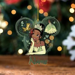 personalized tiana princess christmas ornament, princess and the frog ornament, tiana ornament