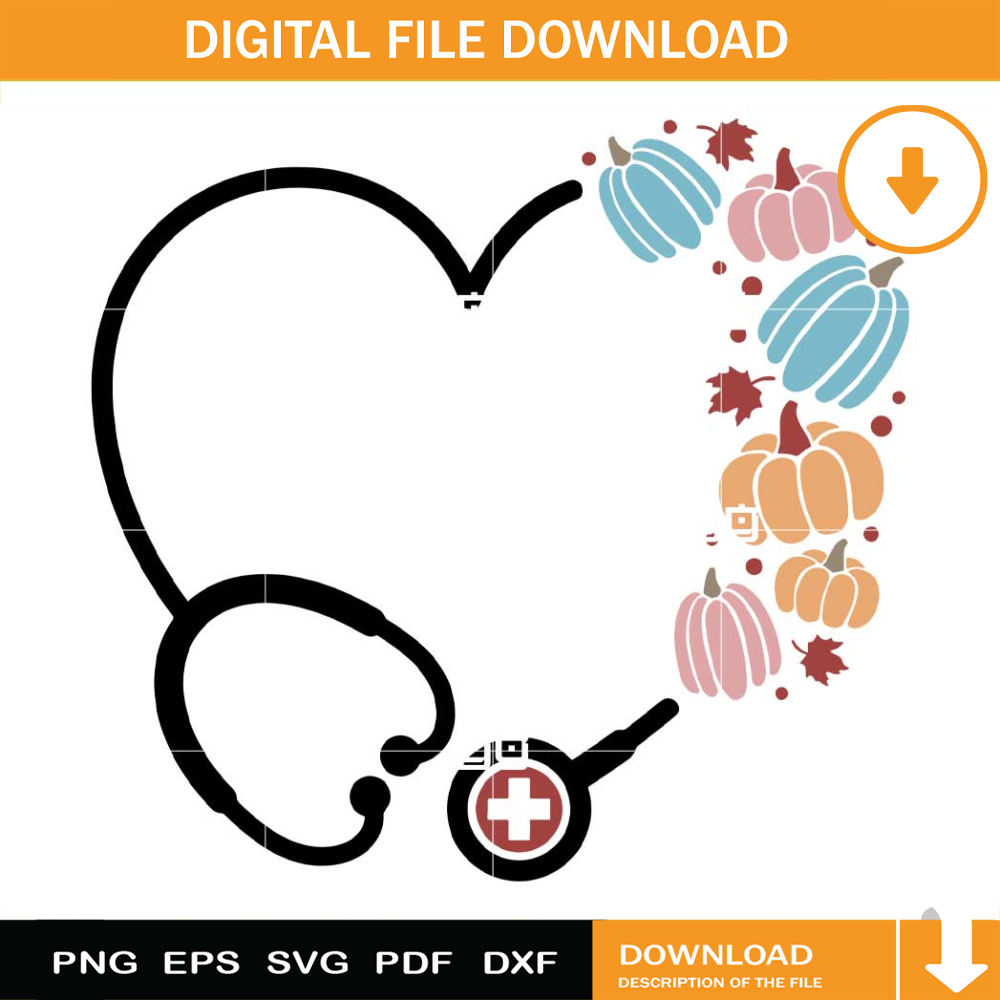 Fall Pumpkin Stethoscope SVG, Nurse Fall SVG, Pumpkin Stethoscope SVG.jpg
