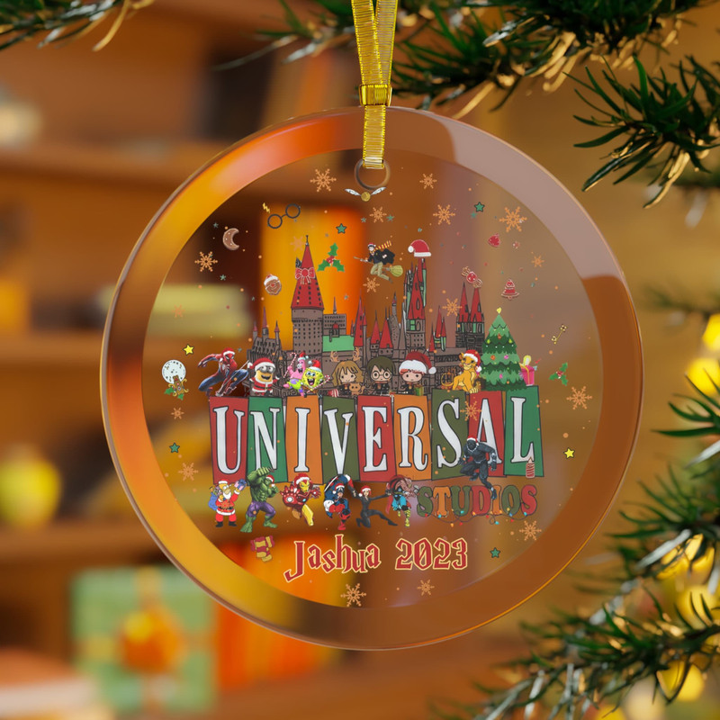 Personalized Universal Orlando Glass Ornament, Glass Ornament, Universal Glass Ornament, Universal Christmas Decor, Disneyland Ornaments 1.jpg