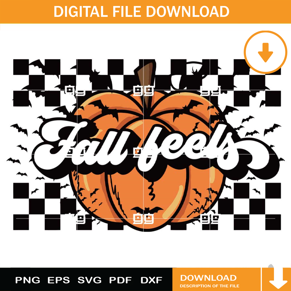 Fall Feels SVG, Pumpkin Checkered Flag SVG, Fall Thankgiving SVG.jpg