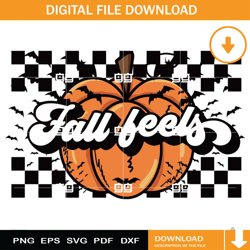Fall Feels SVG, Pumpkin Checkered Flag SVG, Fall Thankgiving SVG.jpg
