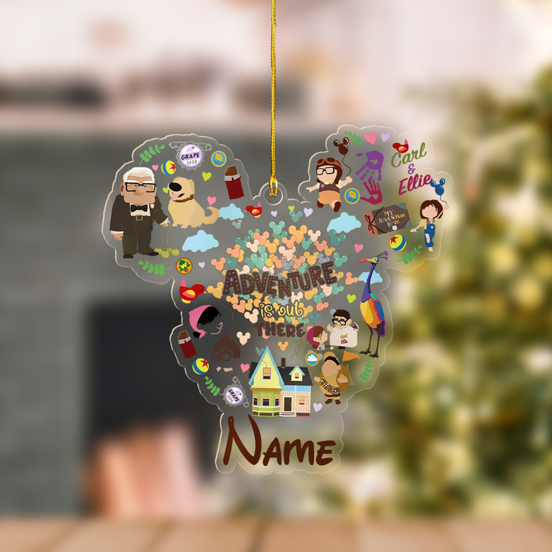Personalized Up Christmas Ornament, Carl and Ellie Ornament, Russell Ornament, Fly Home Ornament, Mickey Balloon Ornament, Acrylic Ornament..jpg