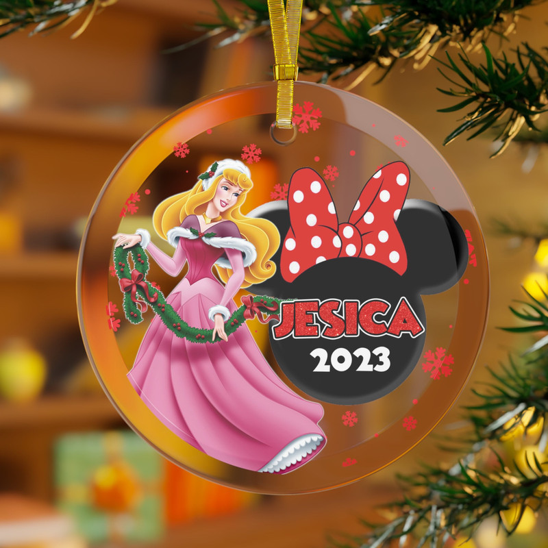 Princess Aurora Glass  Ornament, Princess Christmas Glass Ornament, Disney Christmas Glass Ornament, Kids Christmas Ornament.jpg