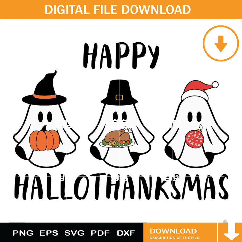 Ghost Happy Hallothanksmas SVG, Funny Ghost Hallothankmas SVG, Merry Christmas SVG.jpg