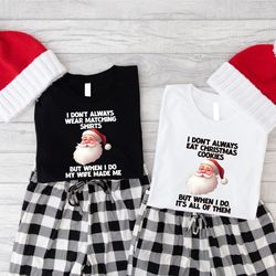 santa group christmas shirt, matching family christmas t-shirts, wife and husband xmas tees, parents and kids outfits, x